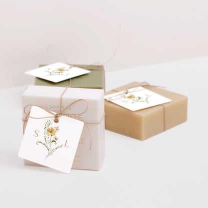 Vorgelochtes Etikett Hochzeit quadratisch Wildblumen II foto N° 2
