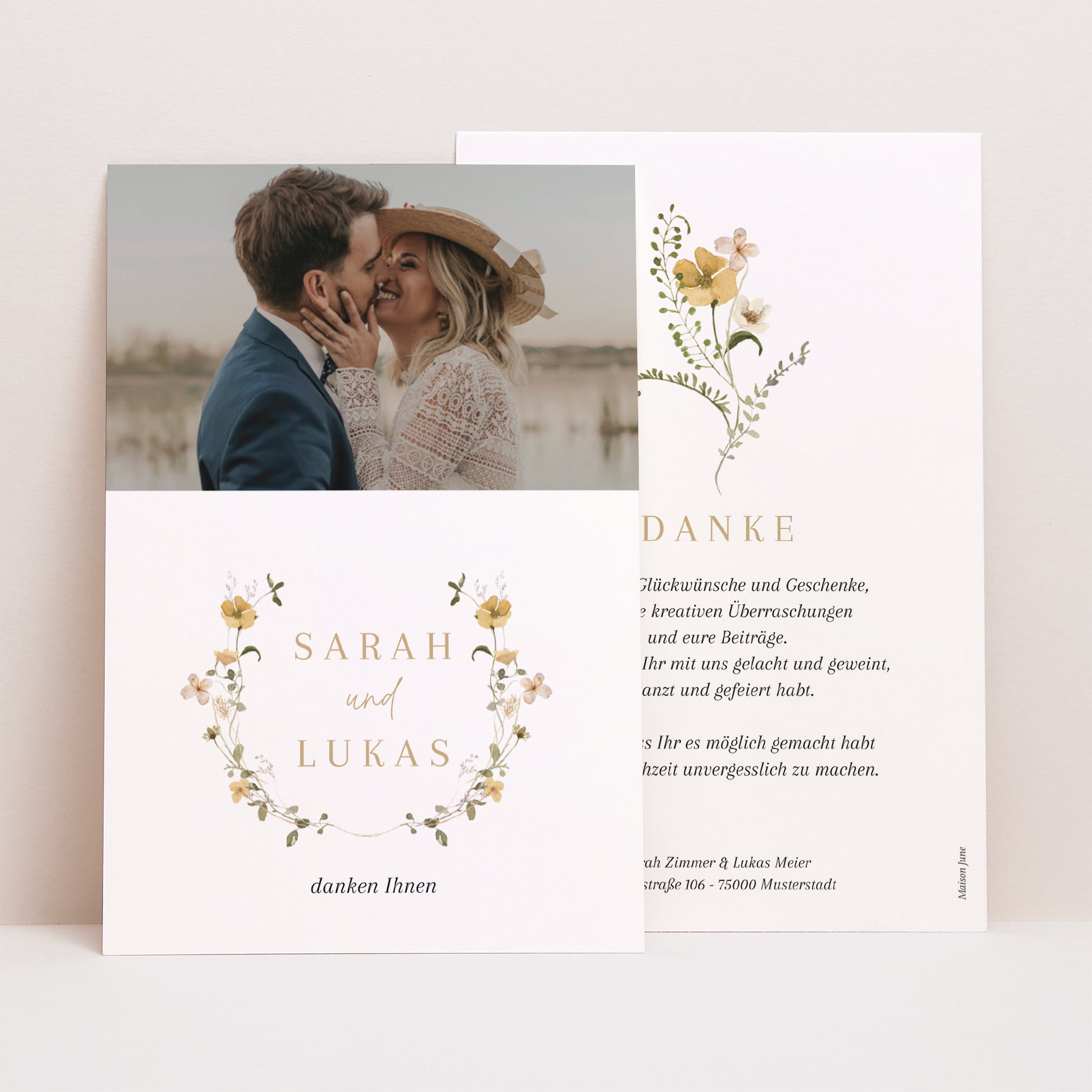 Dankeskarte Hochzeit PortraitPorträt Wildblumen II foto N° 1