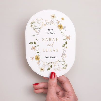 Save the date Karte Hochzeit oval Wildblumen II foto N° 2