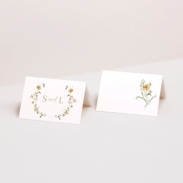 Tischkarten Hochzeit Quer Wildblumen II foto