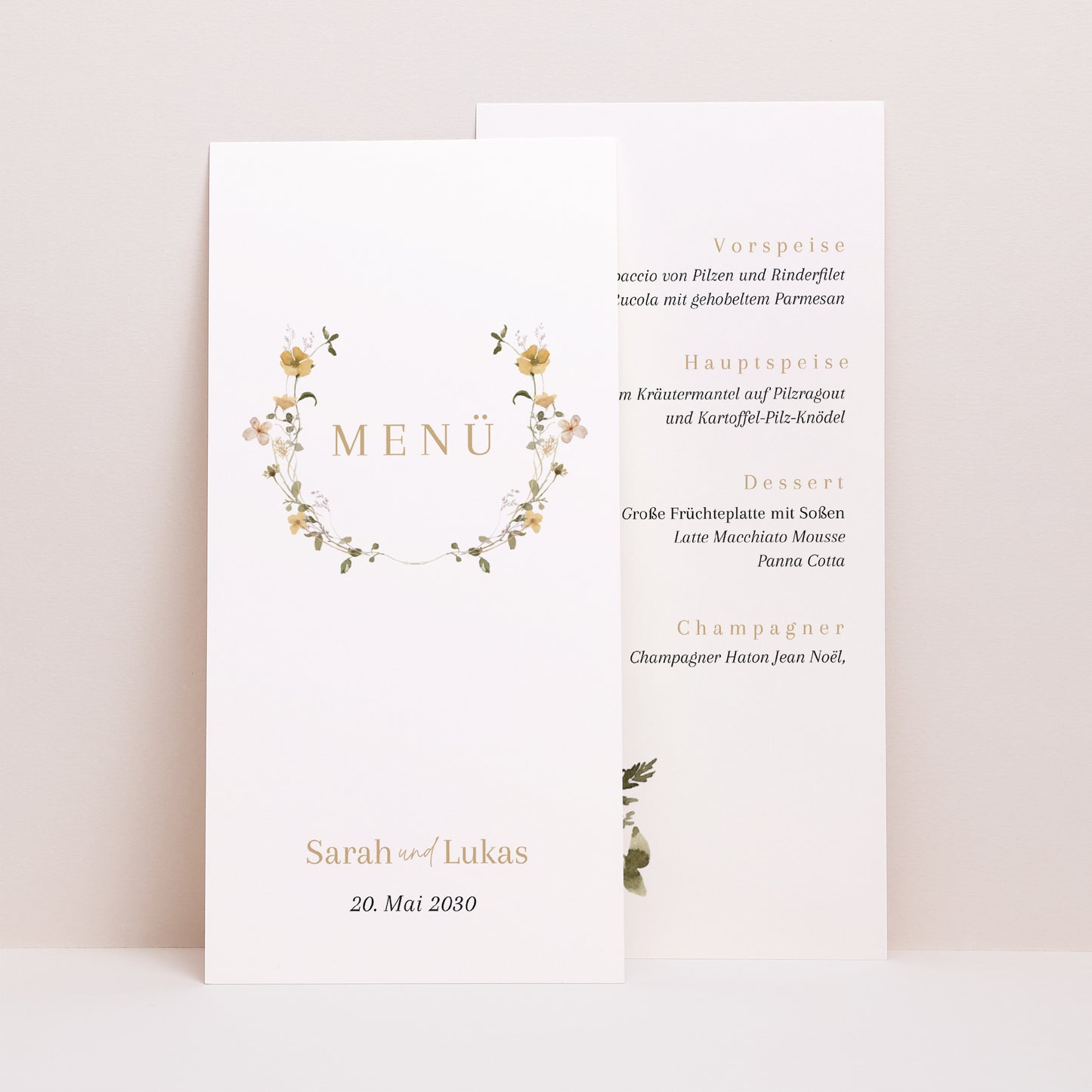 Menükarte Hochzeit Panoramatisches Porträt Wildblumen II foto N° 1