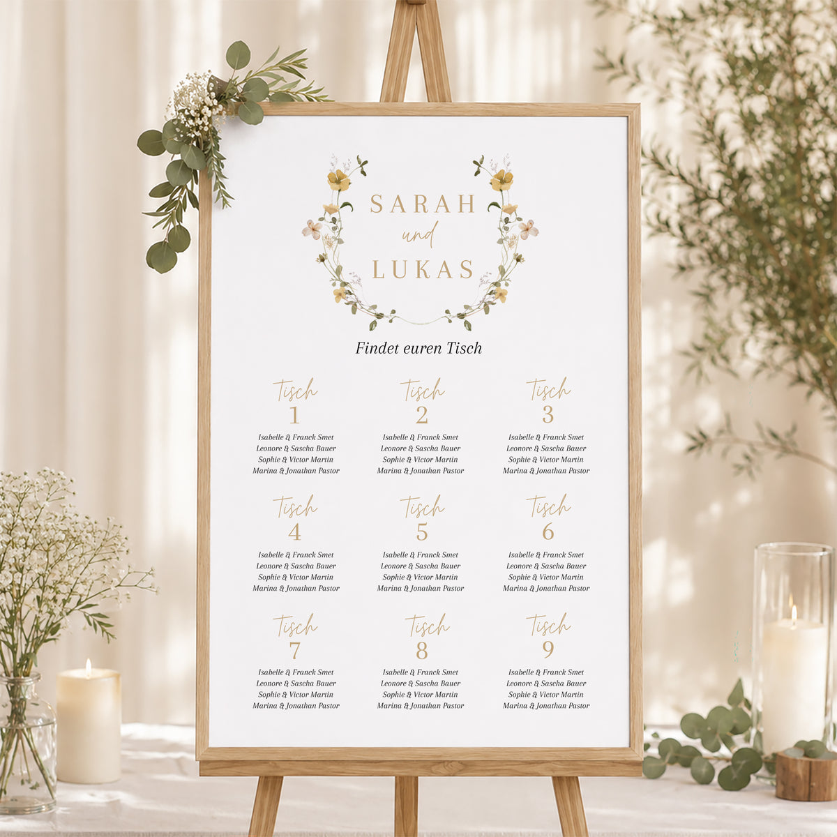 Sitzplan Hochzeit Porträt 60 x 90 cm Wildblumen II foto N° 1