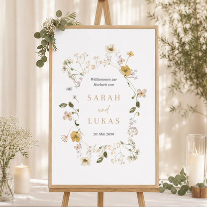 Begrüßungstafel Hochzeit Porträt 60 x 90 cm Wildblumen II foto N° 1