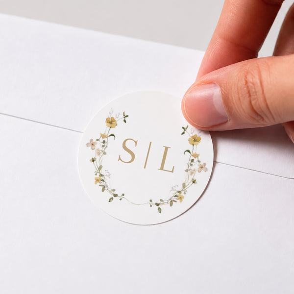 Sticker Hochzeit Rund Wildblumen II foto
