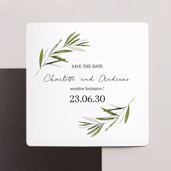 Save the date Karte Hochzeit Satz von 9, magnetisch. Olivenzweig III foto