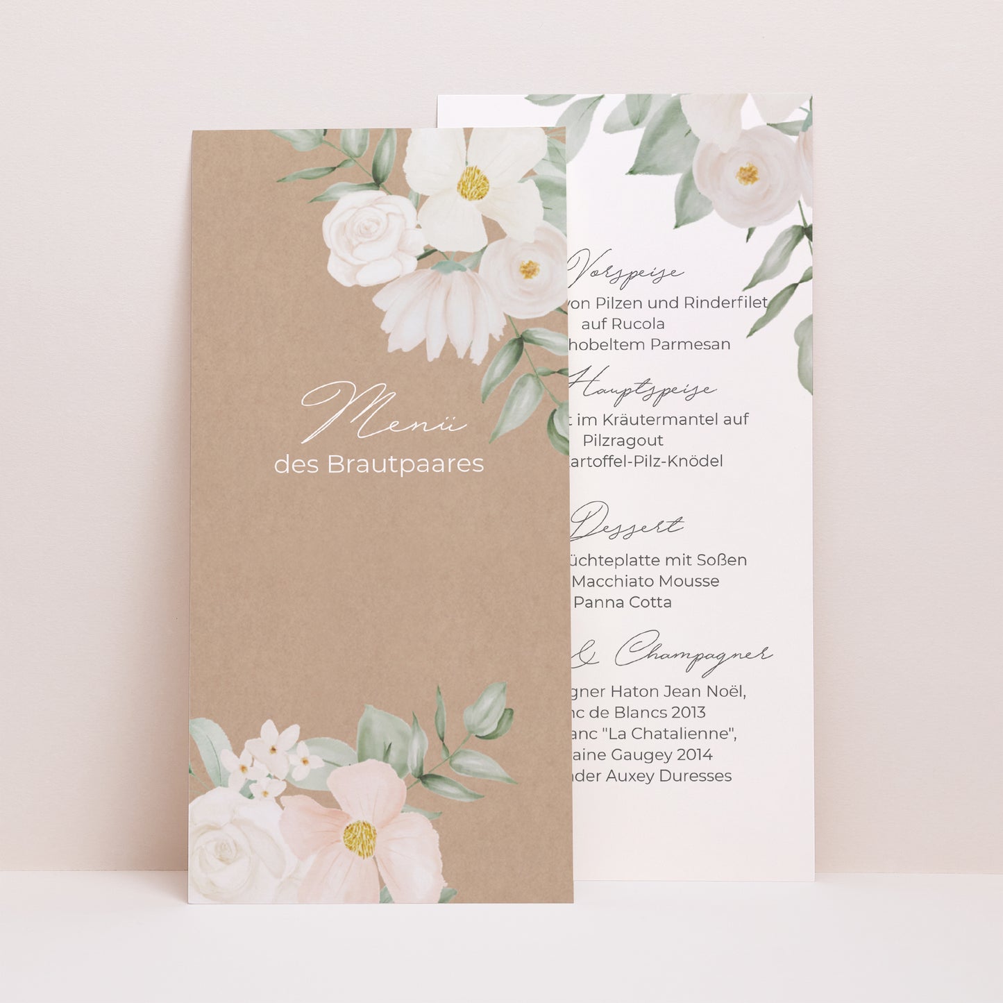 Menükarte Hochzeit Panoramatisches Porträt Romantik II foto N° 1
