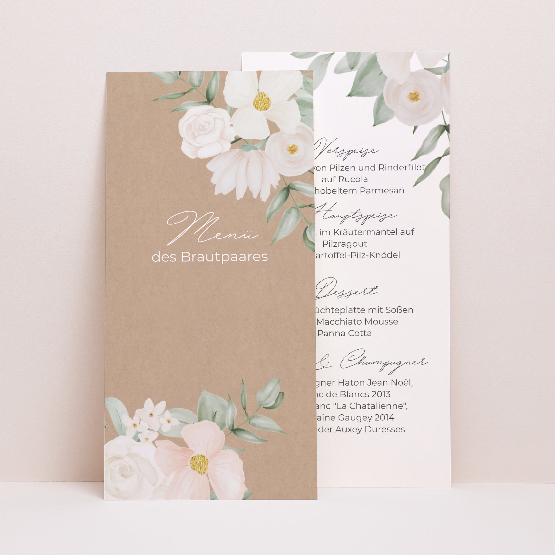 Menükarte Hochzeit Panoramatisches Porträt Romantik II foto N° 1