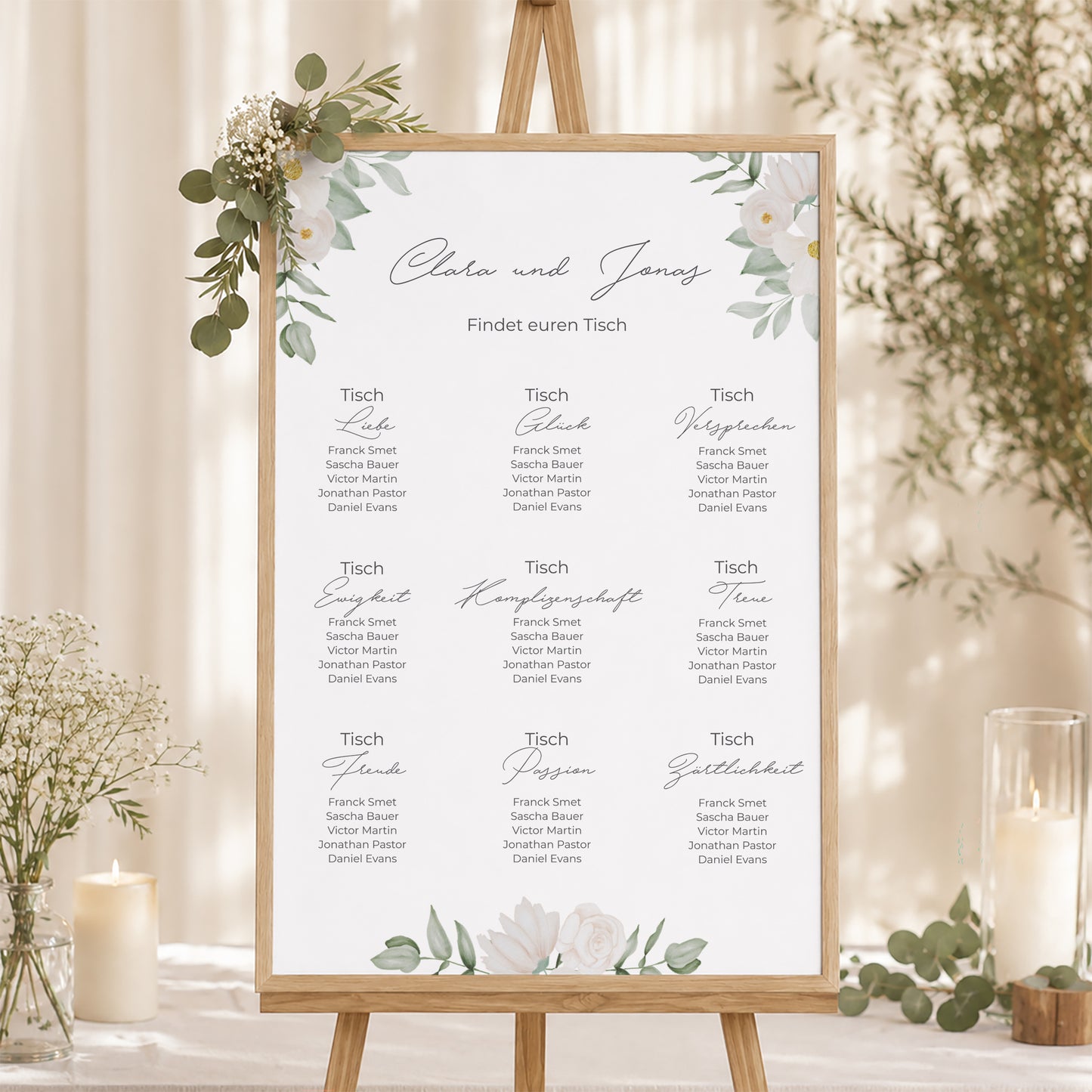 Sitzplan Hochzeit Porträt 60 x 90 cm Romantik II foto N° 1