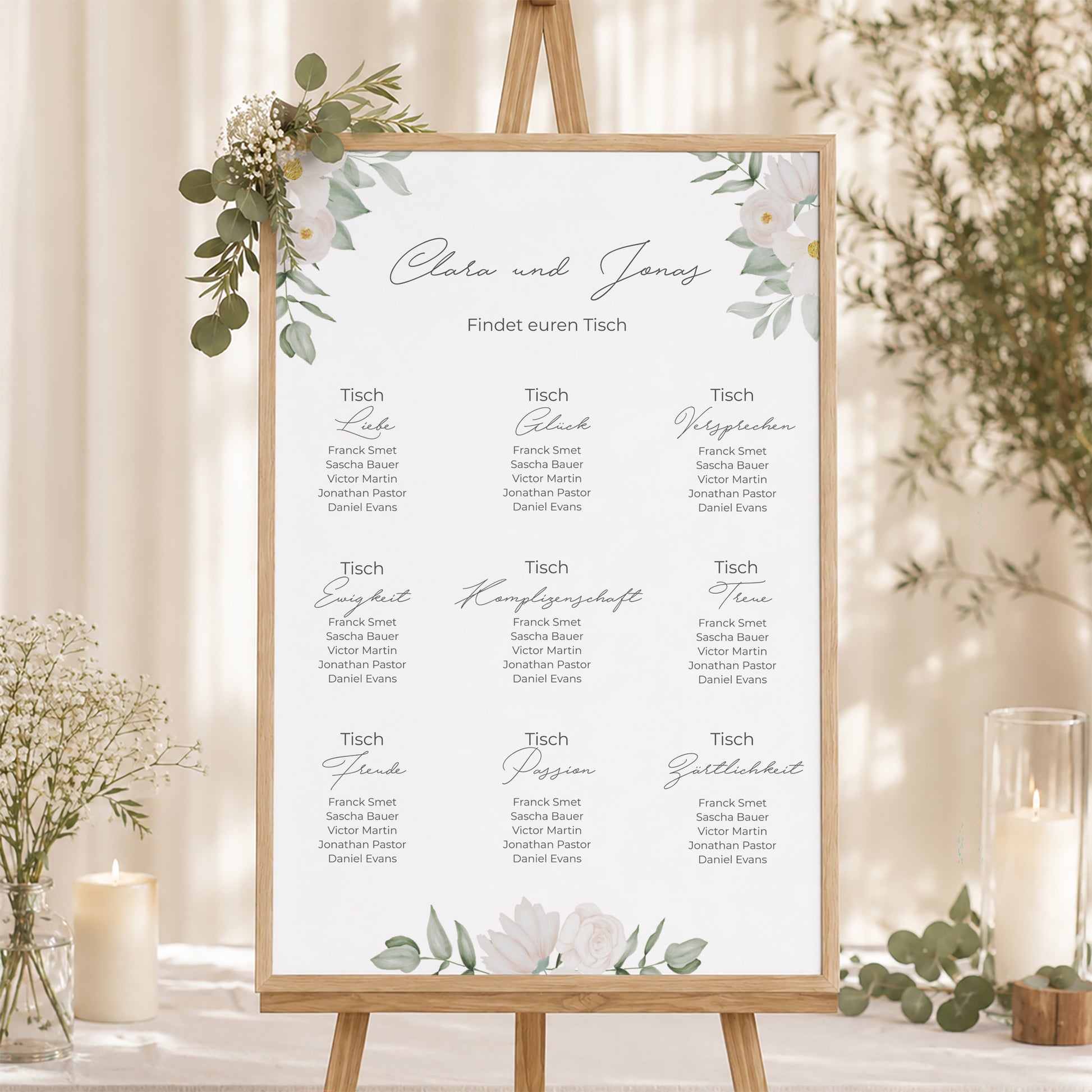 Sitzplan Hochzeit Porträt 60 x 90 cm Romantik II foto N° 1