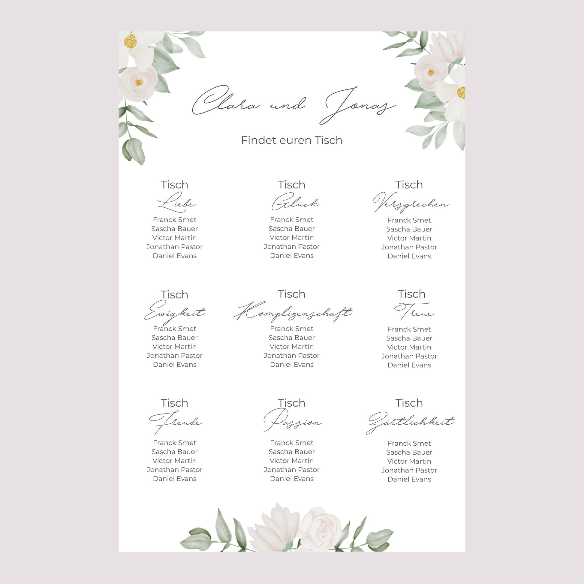 Sitzplan Hochzeit Porträt 60 x 90 cm Romantik II foto N° 2