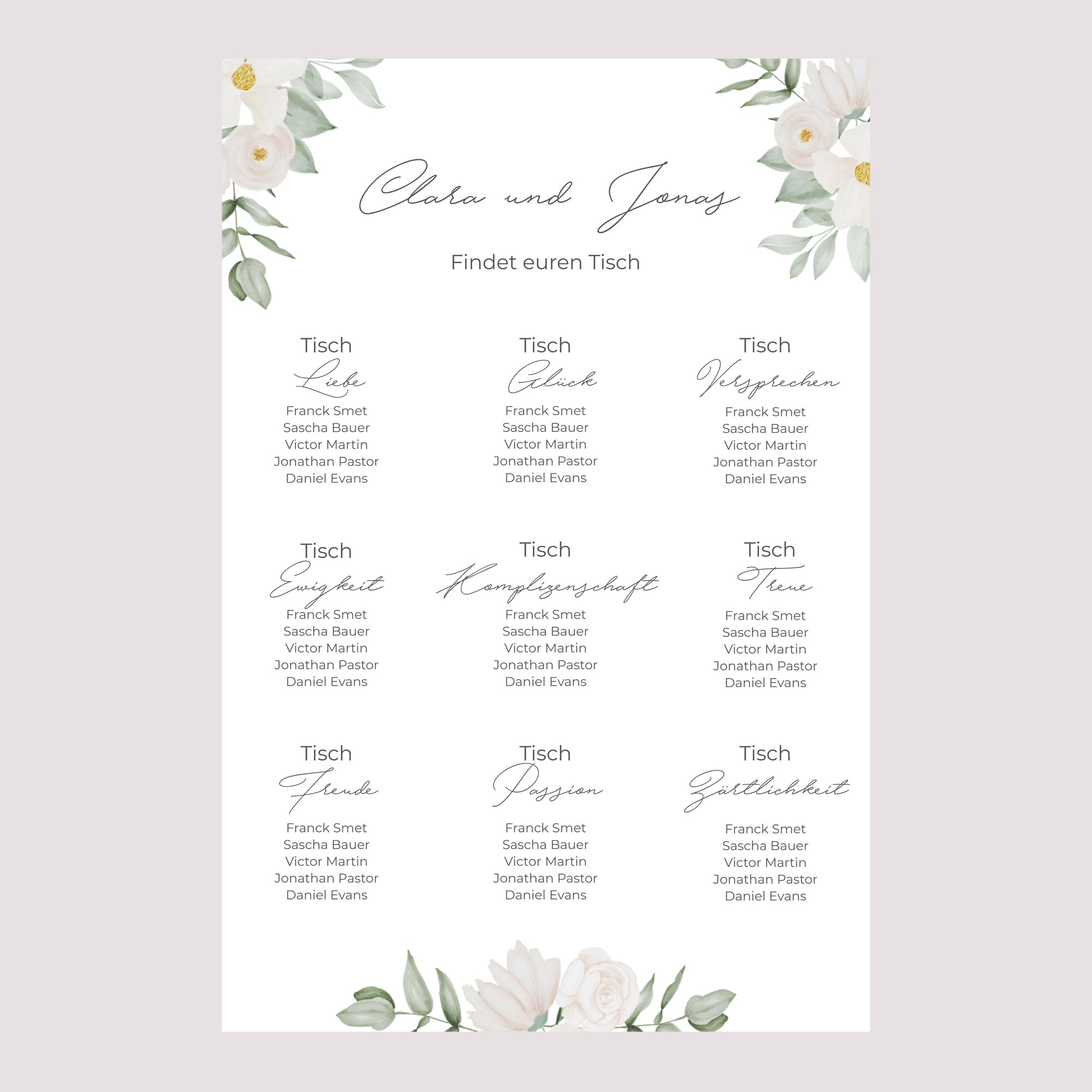Sitzplan Hochzeit Porträt 60 x 90 cm Romantik II foto N° 2