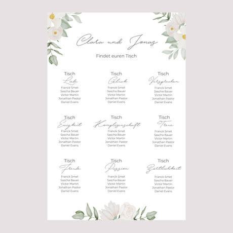 Sitzplan Hochzeit Porträt 60 x 90 cm Romantik II
