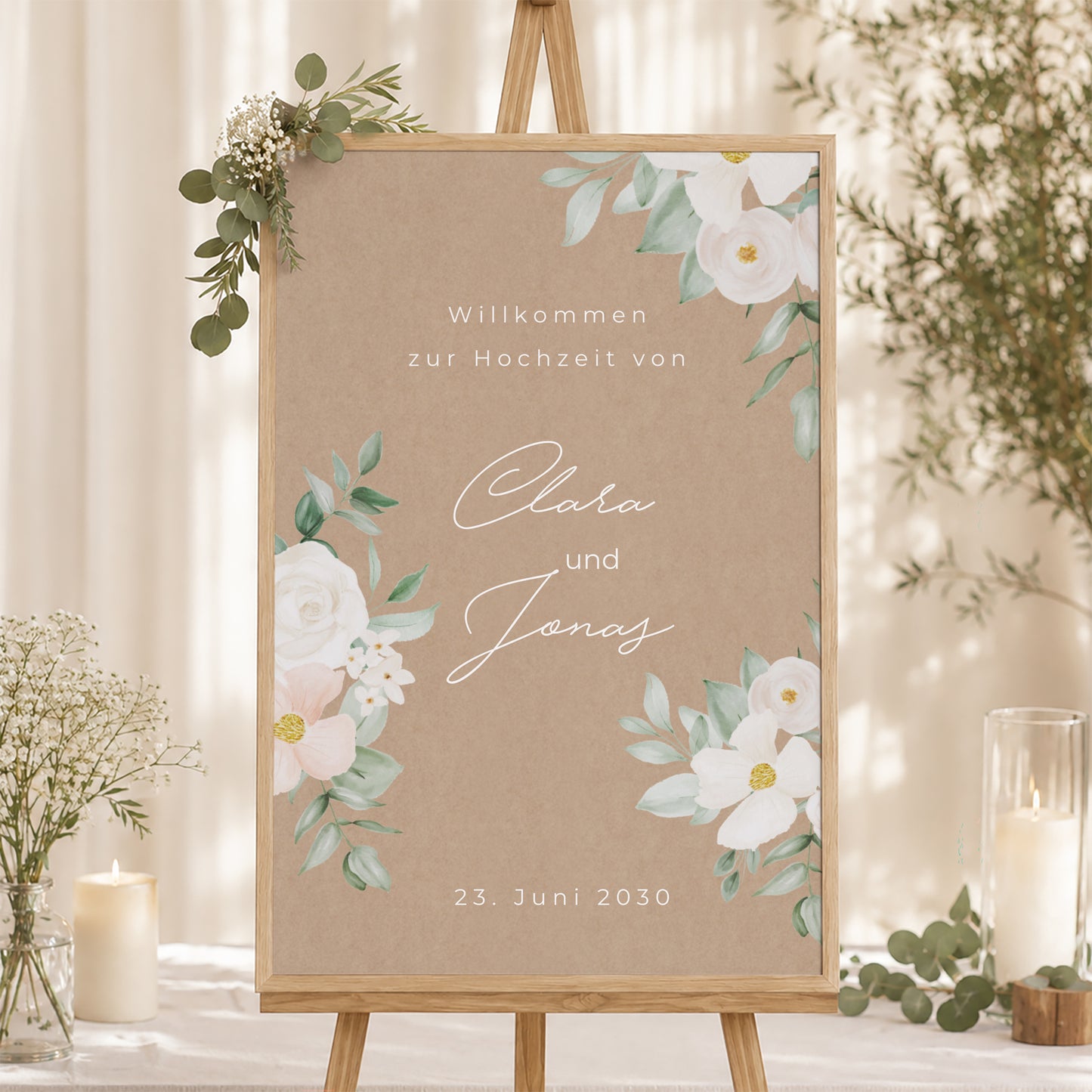 Begrüßungstafel Hochzeit Porträt 60 x 90 cm Romantik II foto N° 1