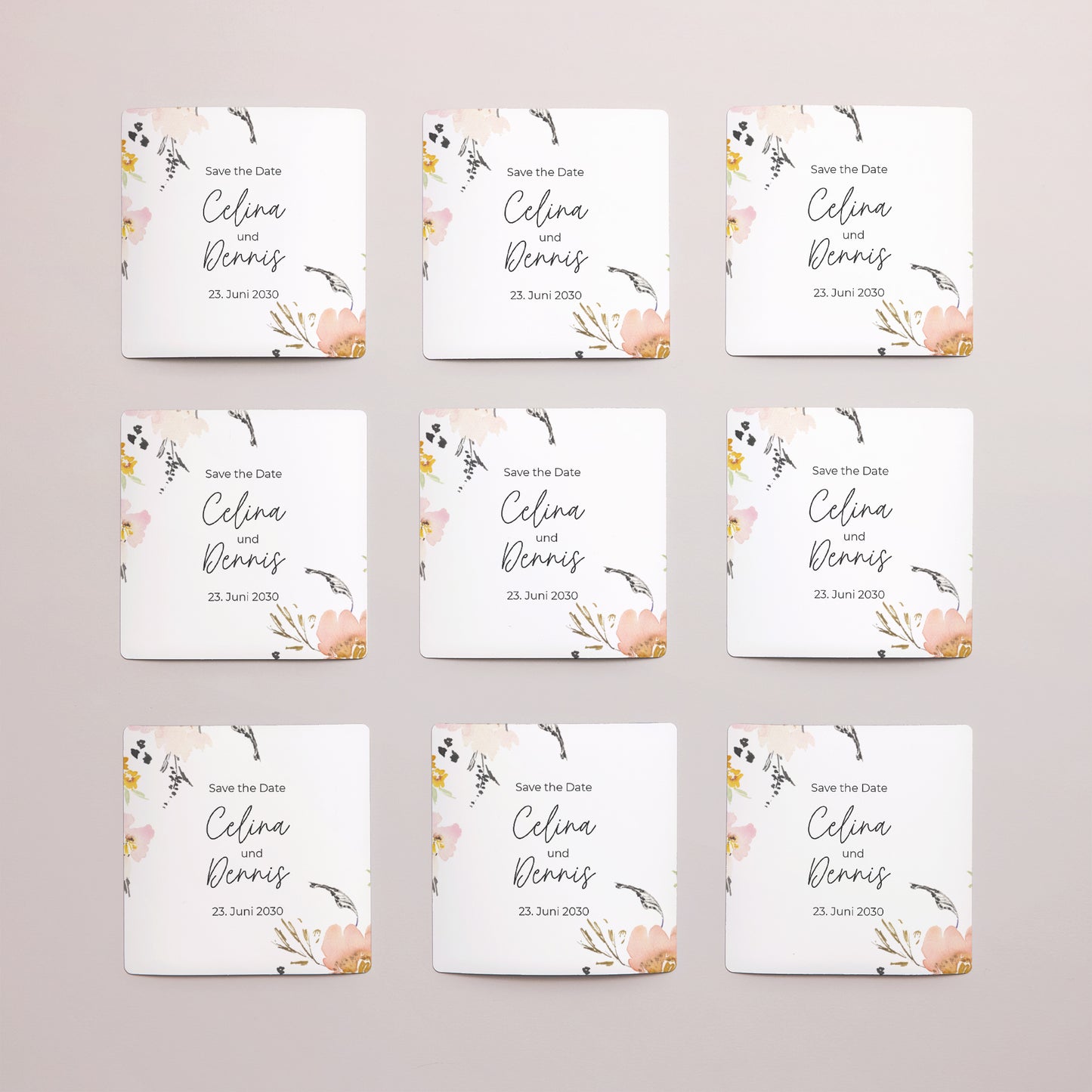 Save the date Karte Hochzeit Satz von 9, magnetisch. Blumen Pop II foto N° 3
