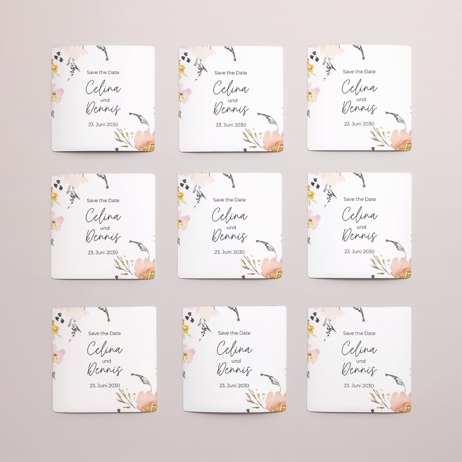 Save the date Karte Hochzeit Satz von 9, magnetisch. Blumen Pop II foto N° 3