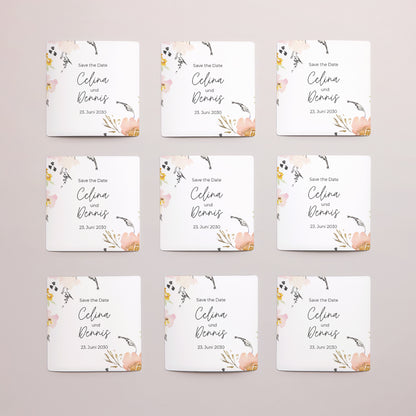 Save the date Karte Hochzeit Satz von 9, magnetisch. Blumen Pop II foto N° 3