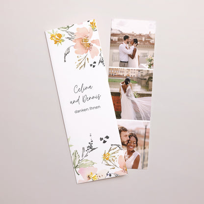 Dankeskarte Hochzeit Fotoautomaten Lesezeichen Blumen Pop II foto N° 1