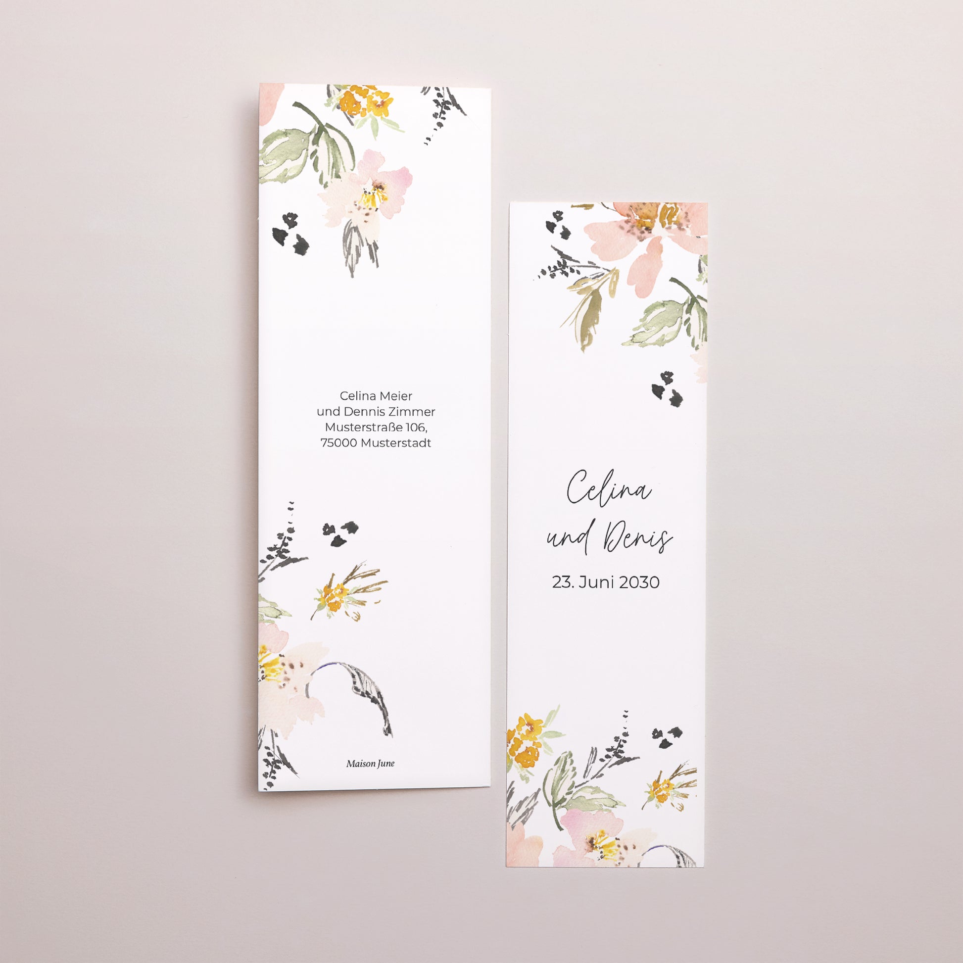 Dankeskarte Hochzeit Fotoautomaten Lesezeichen Blumen Pop II foto N° 3