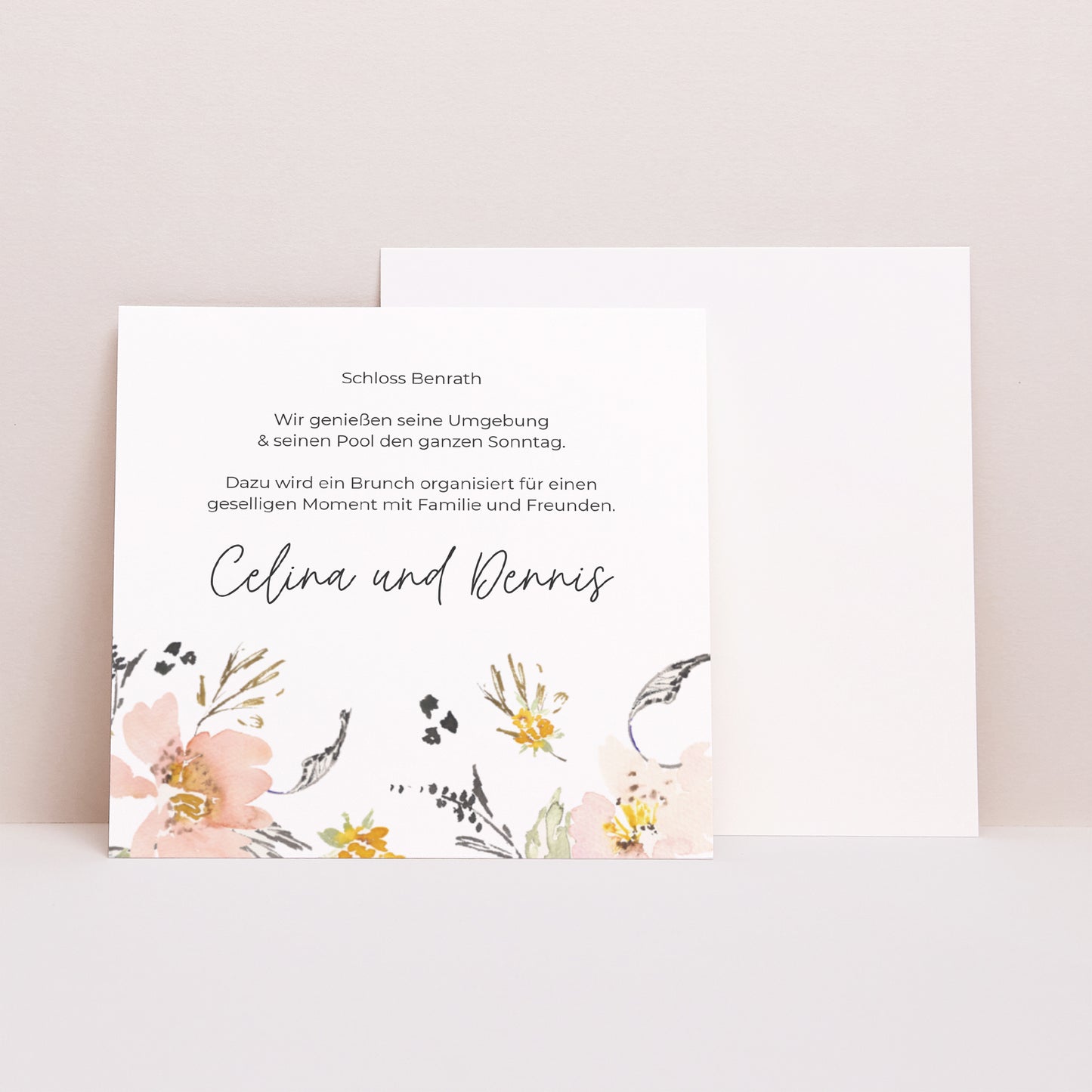 Einladungskarte Hochzeit Quadrat Blumen Pop II foto N° 1
