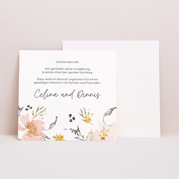 Einladungskarte Hochzeit Quadrat Blumen Pop II foto