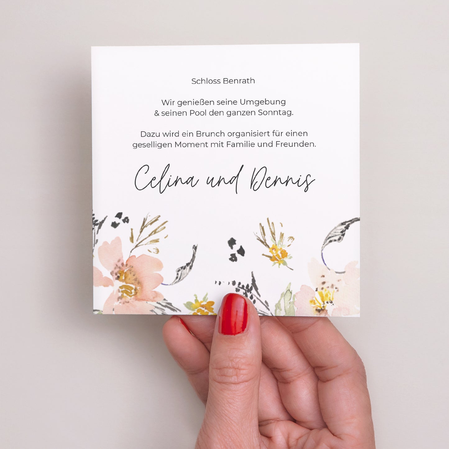 Einladungskarte Hochzeit Quadrat Blumen Pop II foto N° 2