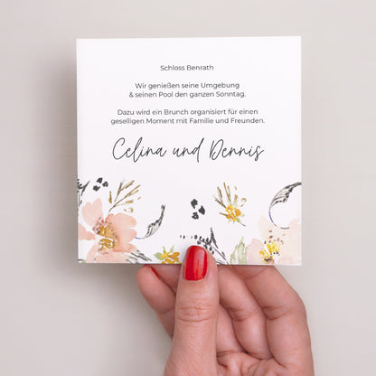 Einladungskarte Hochzeit Quadrat Blumen Pop II foto N° 2