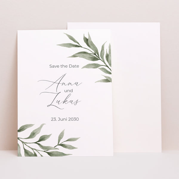 Save the date Karte Hochzeit Porträt Pflanzenparade foto