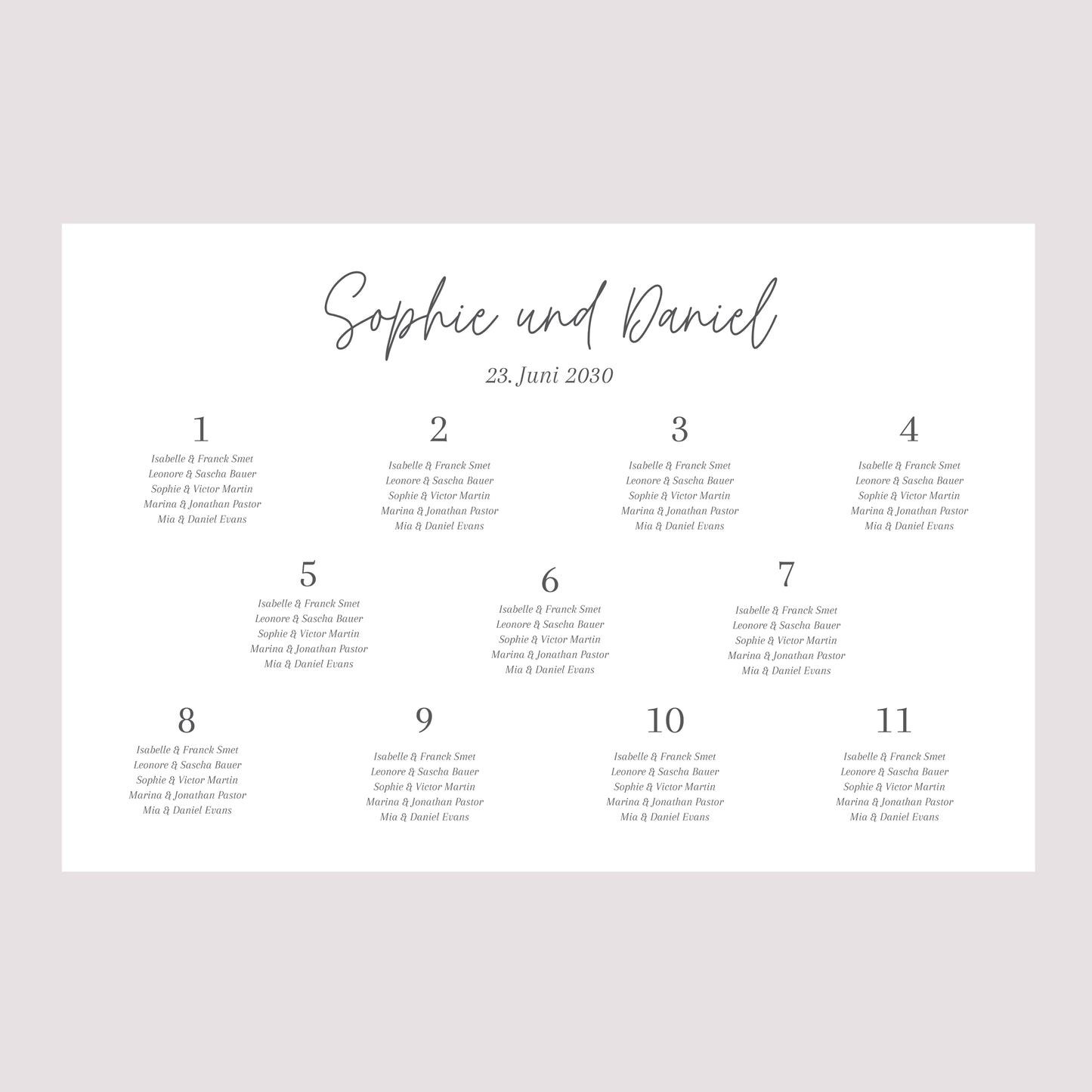 Sitzplan Hochzeit Landschaft 90 x 60 cm Shakespeare II foto N° 2