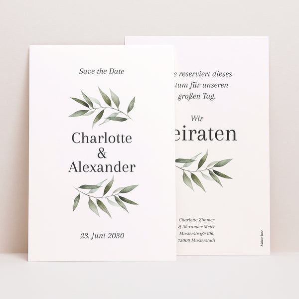 Save the date Karte Hochzeit PortraitPorträt Majéline foto
