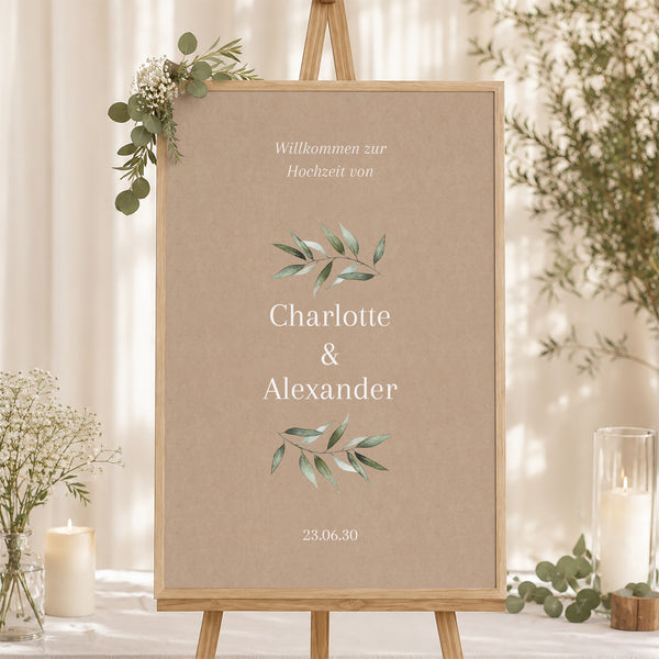 Begrüßungstafel Hochzeit Porträt 60 x 90 cm Majéline foto