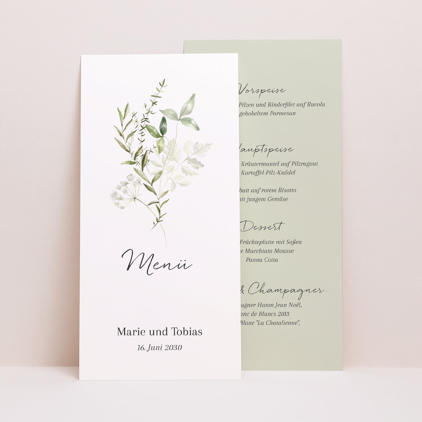 Menükarte Hochzeit Panoramatisches Porträt Seralin foto N° 1