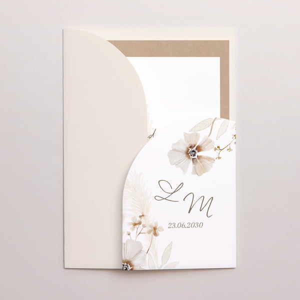 Hochzeitseinladung Hülle für 2 Karten Kamelie foto