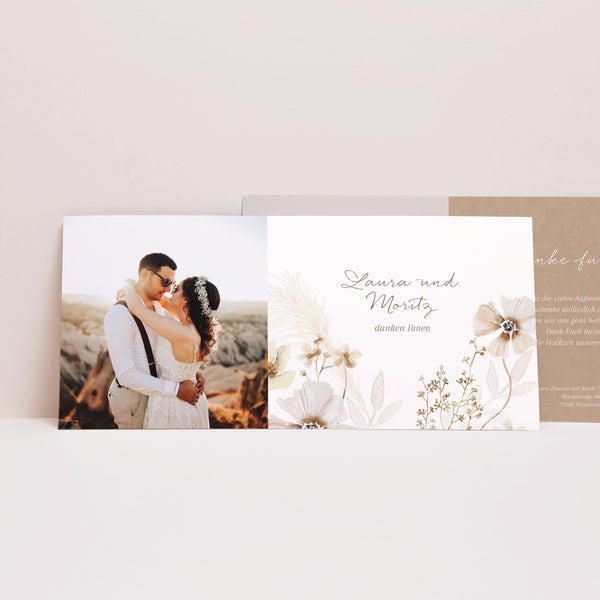 Dankeskarte Hochzeit Panoramische Landschaft Kamelie foto
