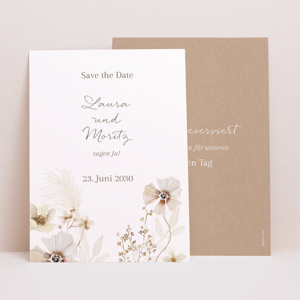 Save the date Karte Hochzeit Porträt Kamelie foto