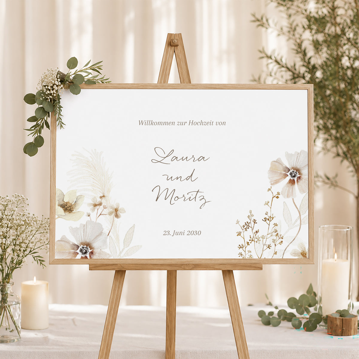 Begrüßungstafel Hochzeit Landschaft 90 x 60 cm Kamelie foto N° 1
