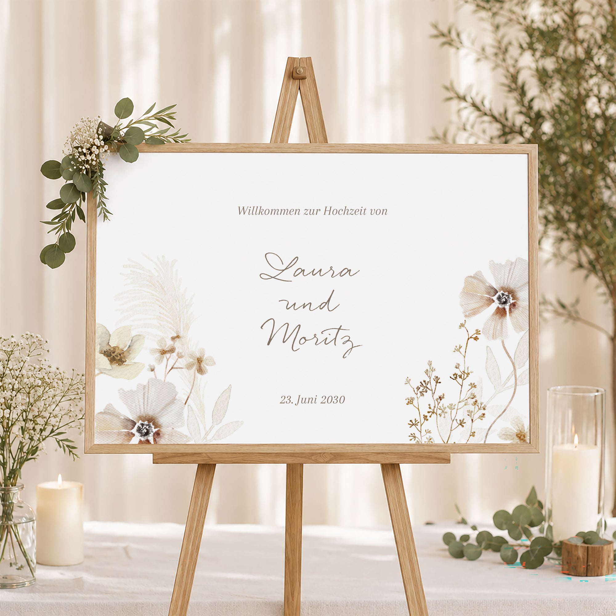 Begrüßungstafel Hochzeit Landschaft 90 x 60 cm Kamelie foto N° 1
