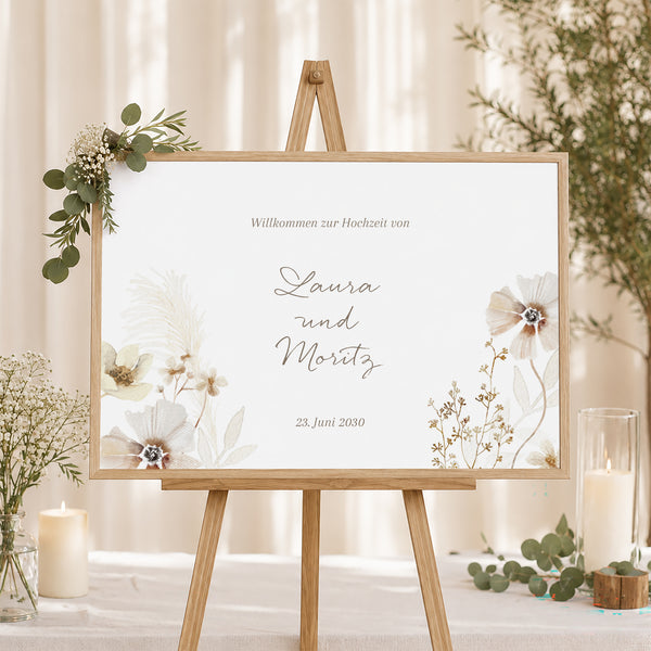 Begrüßungstafel Hochzeit Landschaft 90 x 60 cm Kamelie foto
