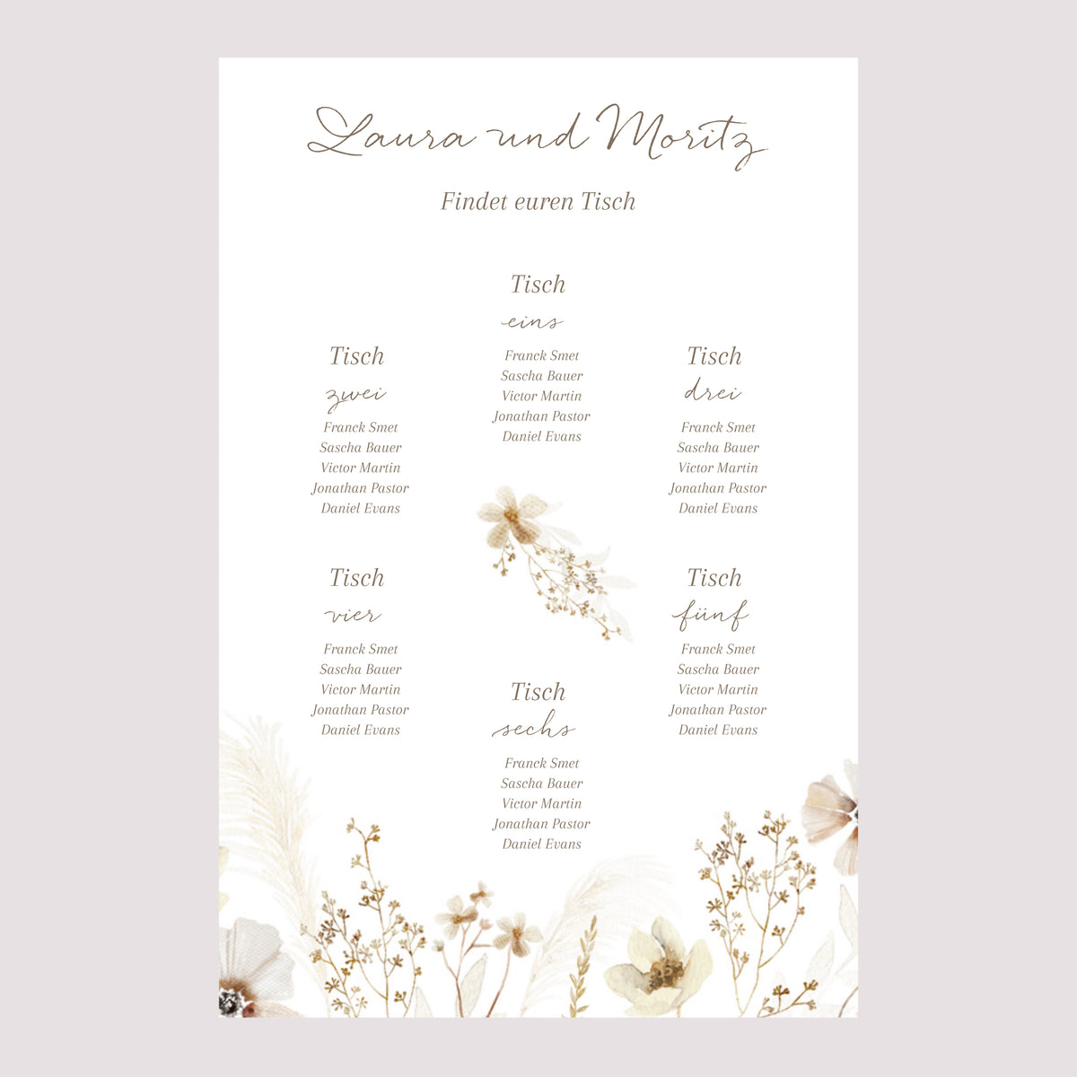 Sitzplan Hochzeit Porträt Kamelie foto N° 2