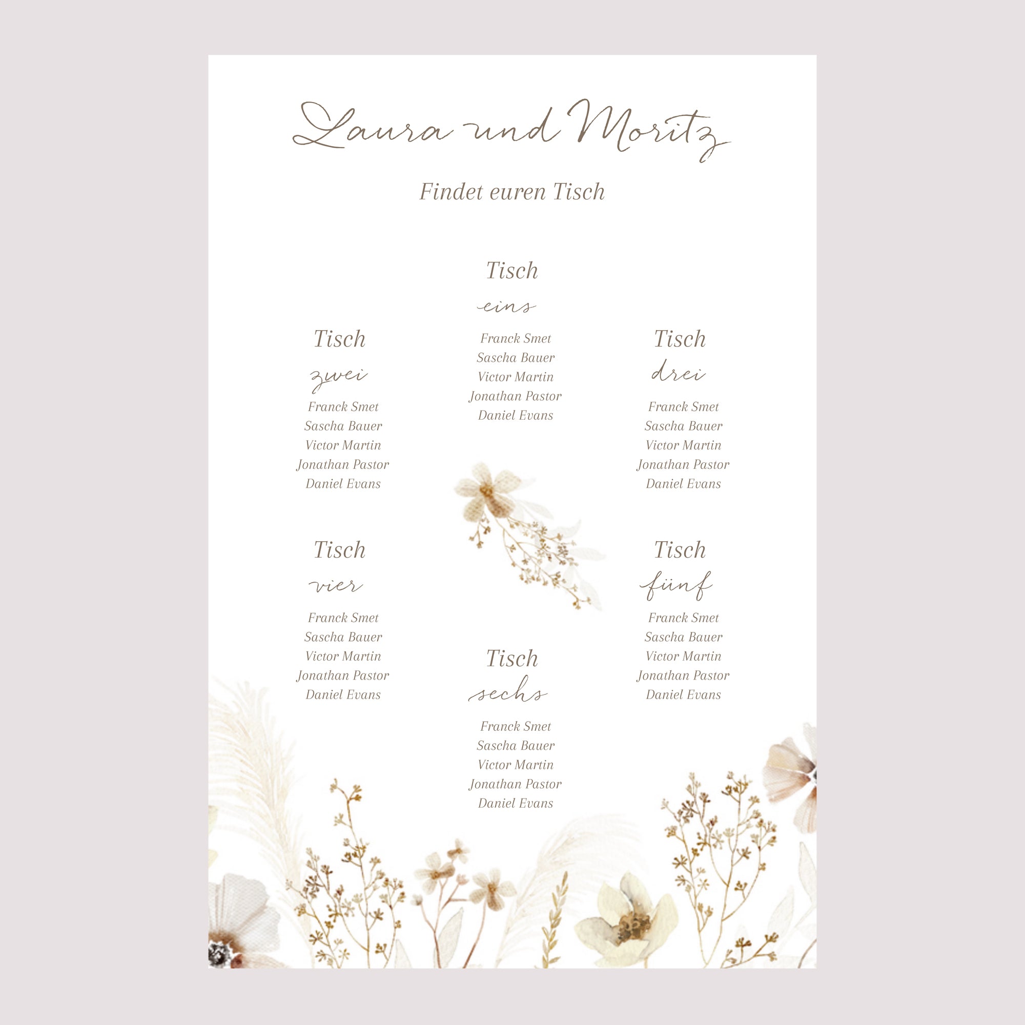 Sitzplan Hochzeit Porträt Kamelie foto N° 2