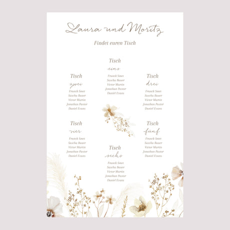 Sitzplan Hochzeit Porträt Kamelie