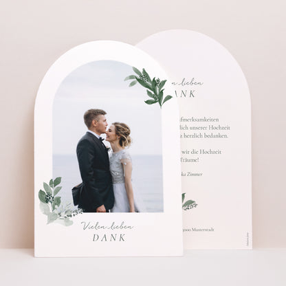Dankeskarte Hochzeit Arche Pflanzenkranz foto N° 1