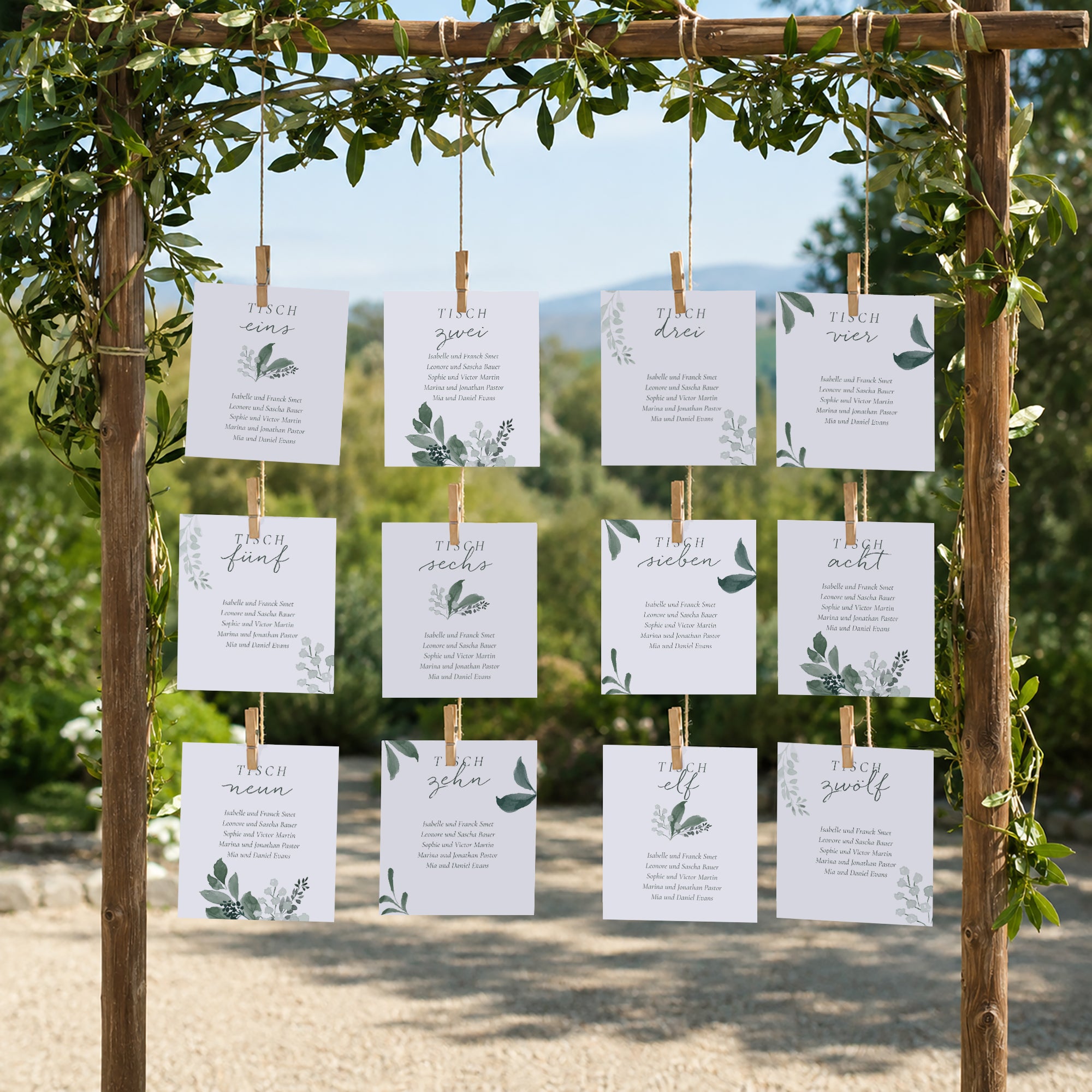 Sitzplan Hochzeit Pack von 12 Pflanzenkranz foto N° 2