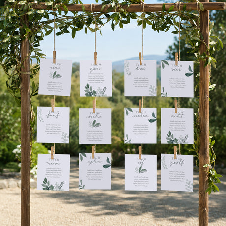 Sitzplan Hochzeit Pack von 12 Pflanzenkranz