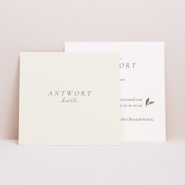 Antwortkarte Hochzeit Quadrat Pflanzenkranz foto