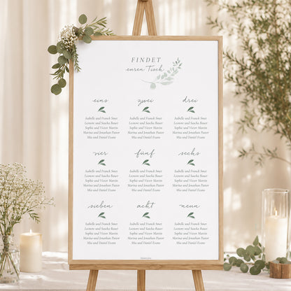 Sitzplan Hochzeit Porträt Pflanzenkranz foto N° 1