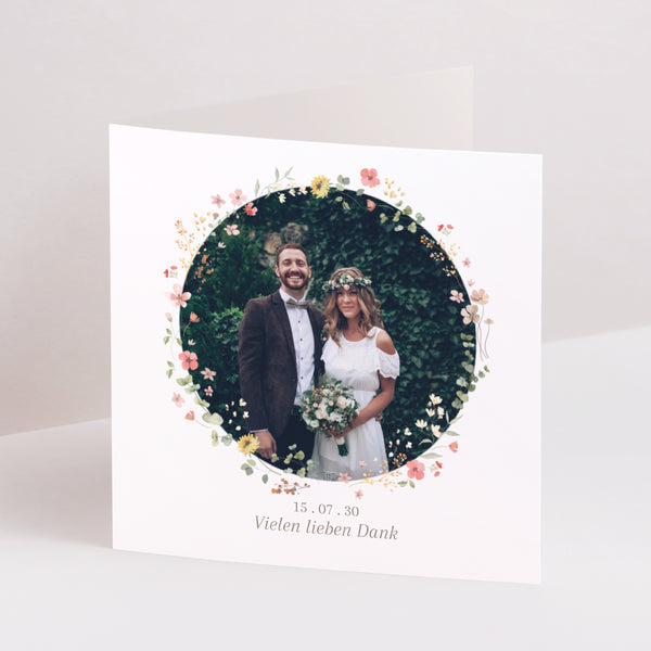 Dankeskarte Hochzeit Doppelflügiges Quadrat foto
