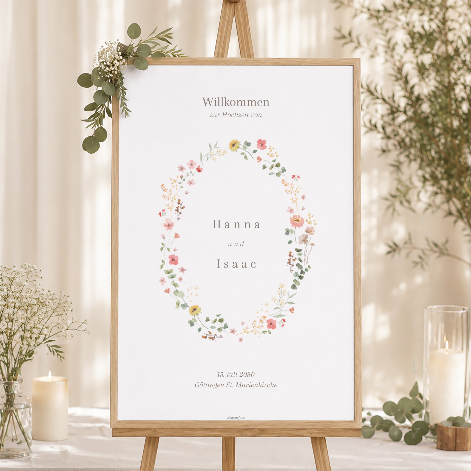 Begrüßungstafel Hochzeit Porträt 60 x 90 cm foto N° 1