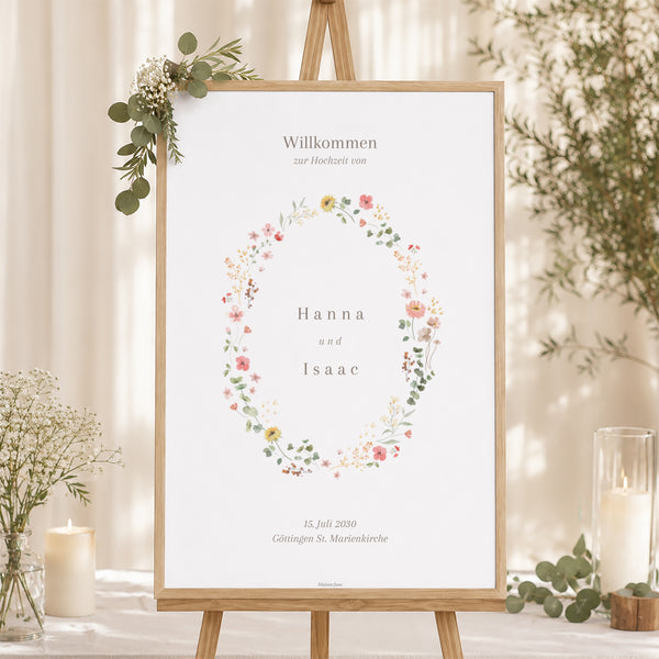 Begrüßungstafel Hochzeit Porträt 60 x 90 cm foto