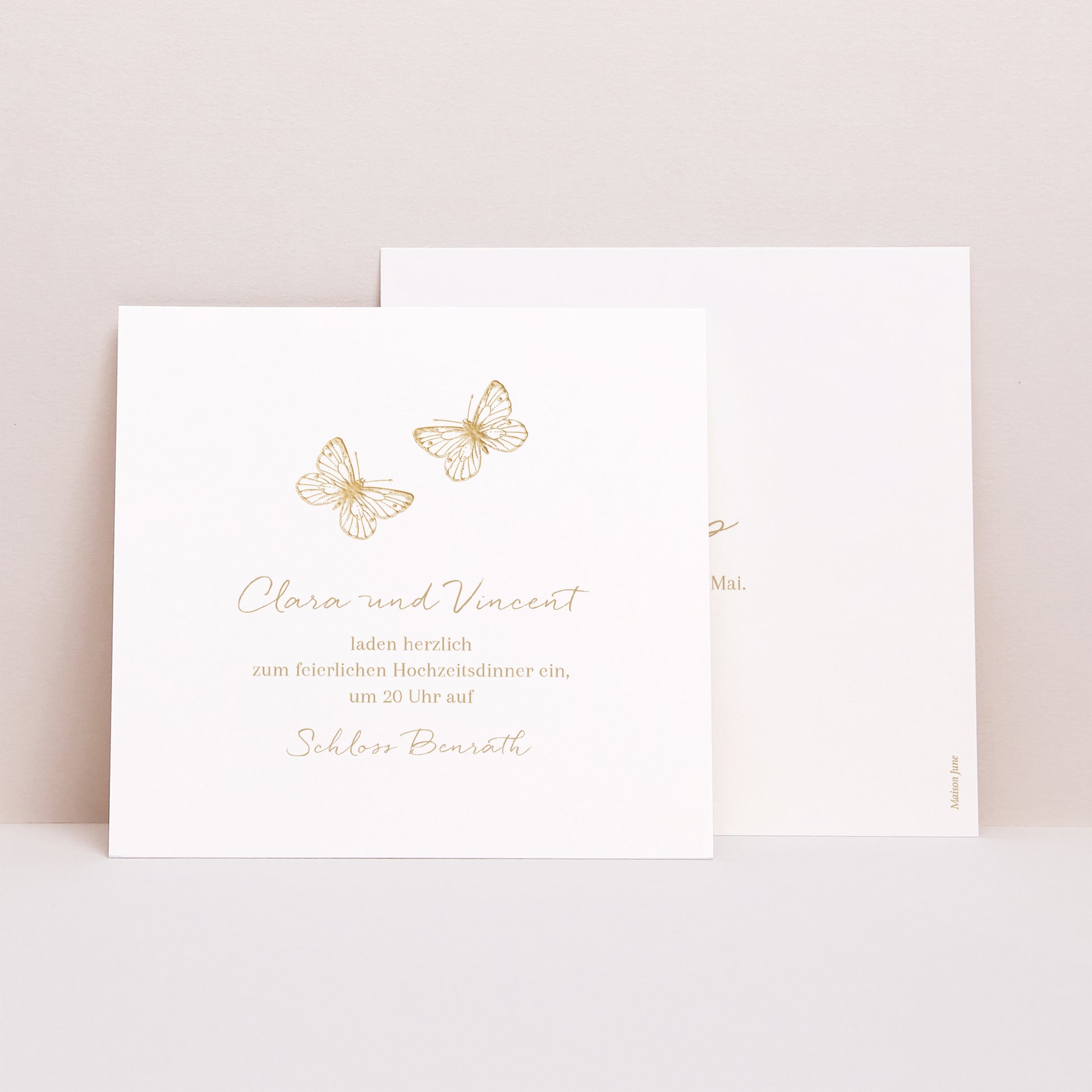 Einladungskarte Hochzeit Quadrat Goldenes Herbarium foto N° 1