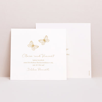 Einladungskarte Hochzeit Quadrat Goldenes Herbarium foto N° 1